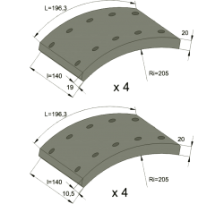 Set segmenti ferodou fata Raba 17410-17411G