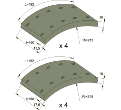 Set segmenti ferodou spate Raba 890064-65S44G