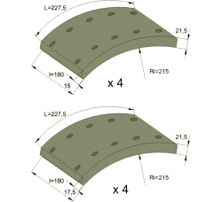 Set segmenti ferodou spate Raba AB 0001-0002S44G